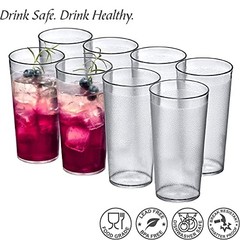 – Cafely – 16-Ounce Plastic Tumblers (Set of 8), Plastic All-Clear, 16 oz