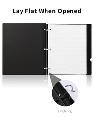 360° Pivotable 3 Ring Binder, 1 inch Black 2 PCS Non-Customizable Cover