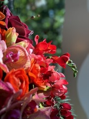 36”L Wedding Bouquet Large Cascade Real Feel Faux Flower Orchid Paradise Red