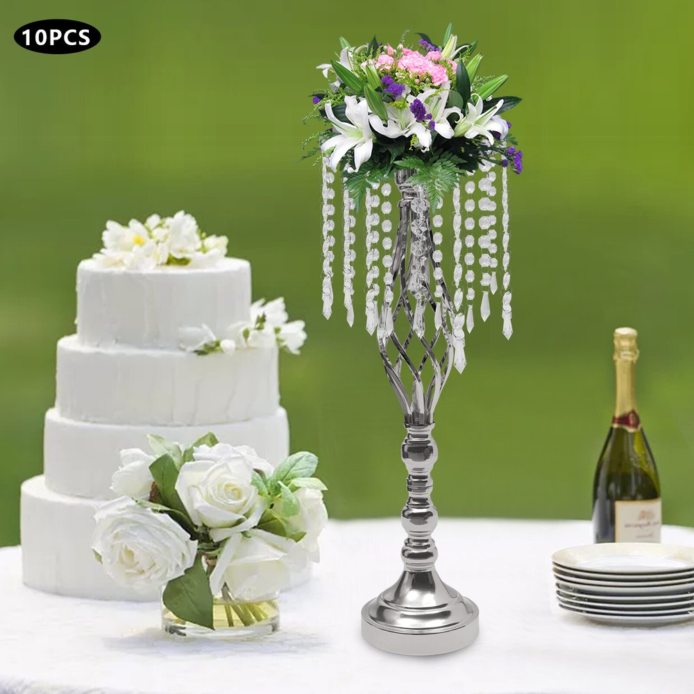 10PCS Crystal Stands Wedding Table Centerpieces Flower Racks 21.7inch Tall New