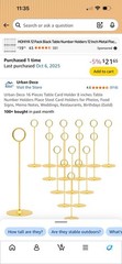 Urban Deco 16-Pack Gold Table Number/Place Card Holders 8 inches Steel Wedding