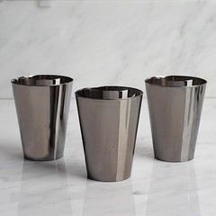 Plastic SILVER WINE GLASSES CUPS Disposable TABLEWARE Party Light Gray Catering