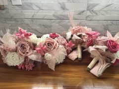 New Pink And White Bridal Bouquet Set Of 4