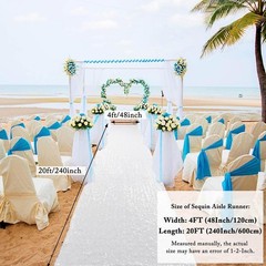 Shiny White Sequin Runner – 4ft x 20ft Wedding Aisle Decor for Indoor/Outdoor