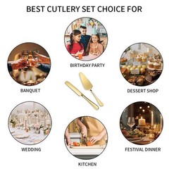 Cake Cutting Knife Set for Wedding, 2Pcs Elegant Thickened Stainless Steel