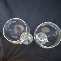 Vintage 80s Wedding Champagne Glasses Bride & Groom Heartline Lace Bows Set