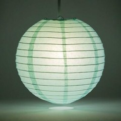 4″ Cool Mint Green Round Paper Lantern, Even Ribbing Decoration (10 Pack)