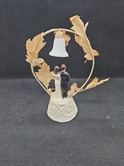 Vintage 40s 50s Coast Novelty Wedding Cake Topper Chalk Couple Bride Groom