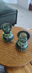 Round Ribbed Glass Taper CANDLE HOLDERS Centerpieces Party Events