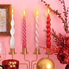 Nuanchu 4 Pcs Twisted Taper Candles Wax Unscented Smokeless Spiral Swirl