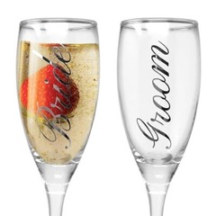 Bride and Groom Champagne Glasses Set of 2 – 6 oz – #6049