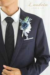 Set of 6 Dusty Blue Wedding Boutonniere for Men Artificial Flowers for Wedding