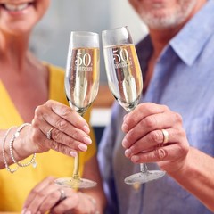 50th Anniversary Champagne Flutes for 2 Count (Pack of 1),