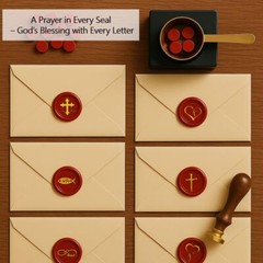 Christian Wax Seal Stamp Head 25mm Brass – Cross, Jesus Fish, God Bless