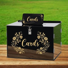 Black Acrylic Wedding Card Box Card Boxes with Lock and Card Sign, Gift Card Box