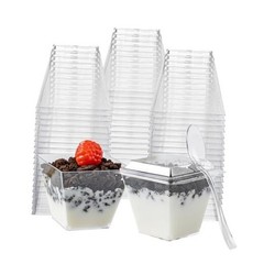 60Pack Plastic Dessert Cups with Lids and Spoons, Mini Plastic 4oz With Lids