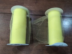 (Lot of 4) Nylon Tulle Shear Fabric, Yellow 2 New(6″x 25yds) 2 Used, Aprx 75 Yds