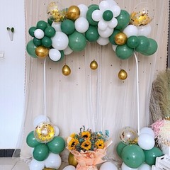 100 BALLOONS Green Gold White Clear Garland Arch Decoration Tools Kit Set Party