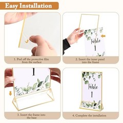 6 Pack 5×7 Inch Clear Acrylic Sign Holders, Double-Sided 5″ x 7″- 6 Pack Gold