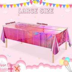 4 Pack Iridescent Pink Plastic Tablecloths, FunnyPars Shiny 4 Pack,