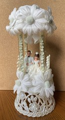 Vintage Wedding Cake Topper Daisies Lily Of The Valley White Pale Blue MCM 11″