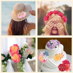 100Pcs Fake Silk Flower Heads Artificial Cherry Blossom Wedding Bright Red