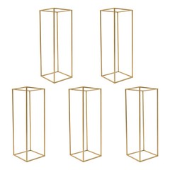 Gold Iron 5Pcs Wedding Metal Flower Stand,Column Vases Flower Stand For Wedding