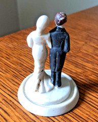Vintage Cake Toppers 1930 Pair 3″ 4″ flowers classic bride and groom flapper
