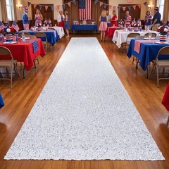 White Sequin Velvet Carpet Runner for Party 4FTx15FT Carpet Sparkly Rug for I…
