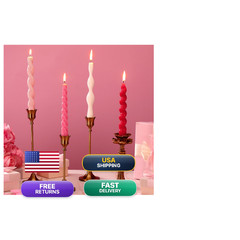 Nuanchu 4 Pcs Twisted Taper Candles Wax Unscented Smokeless Spiral Swirl