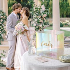 Iridescent Acrylic Wedding Card Box String Light DIY Gift Envelope Holder