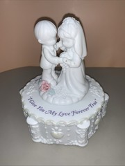 VTG Precious Moments Wedding Cake Topper Forever True Bride & Groom