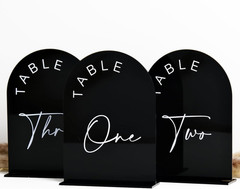 Black Arched Wedding Table Numbers 1-20 with Stands, 5X7 Inch Black Acrylic Arch