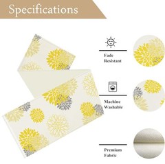 Yellow Gray Table Runner Dahlia Pinnata Flower Beige Table Runners Modern
