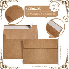Fainne 1200 Pack Brown Envelopes Bulk, Kraft A4,4.25 x 6.25″, brown