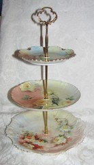 Custom Three Tier Tea Party Cake Stand Made With Antique Hand Painted Plates