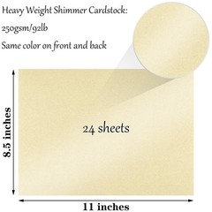 Gondiane OffWhite Shimmer Paper,24 sheets Pearlized 8.5×11 Inches, Off White