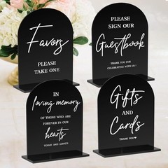 Black Acrylic Modern Wedding Sign, Ceremony and Reception Sign with Stand