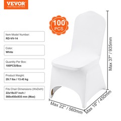 VEVOR 100PCS White Stretch Spandex Folding Chair Covers for Wedding Party Dining