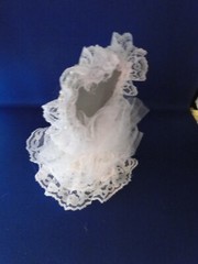 New Elegant Lace Covered Heart Mirror with shimmering flower Wedding CakeTop #83