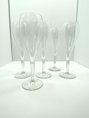 1970’s Champagne Stem Flute Toasting Glasses Vintage Set of 5 light in weight
