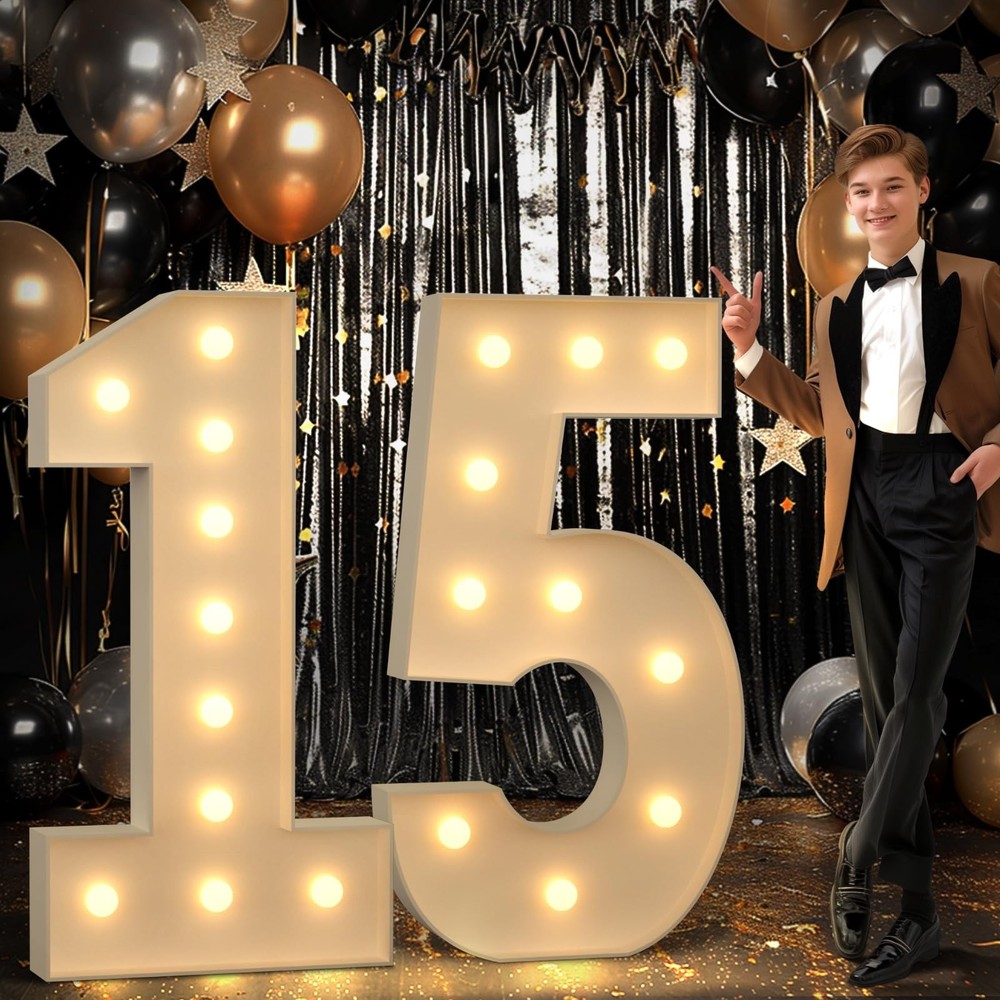 imprsv 4FT Marquee Numbers 15 Light up Number 15th Birthday Decorations Large…