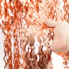 4 Pack Rose Gold Foil Curtain Birthday Decorations – 3.3×6.6ft Wavy Tinsel Fo…
