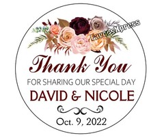 BOHO BOHEMIAN FLORAL WEDDING FAVOR STICKERS THANK YOU LABELS BRIDAL