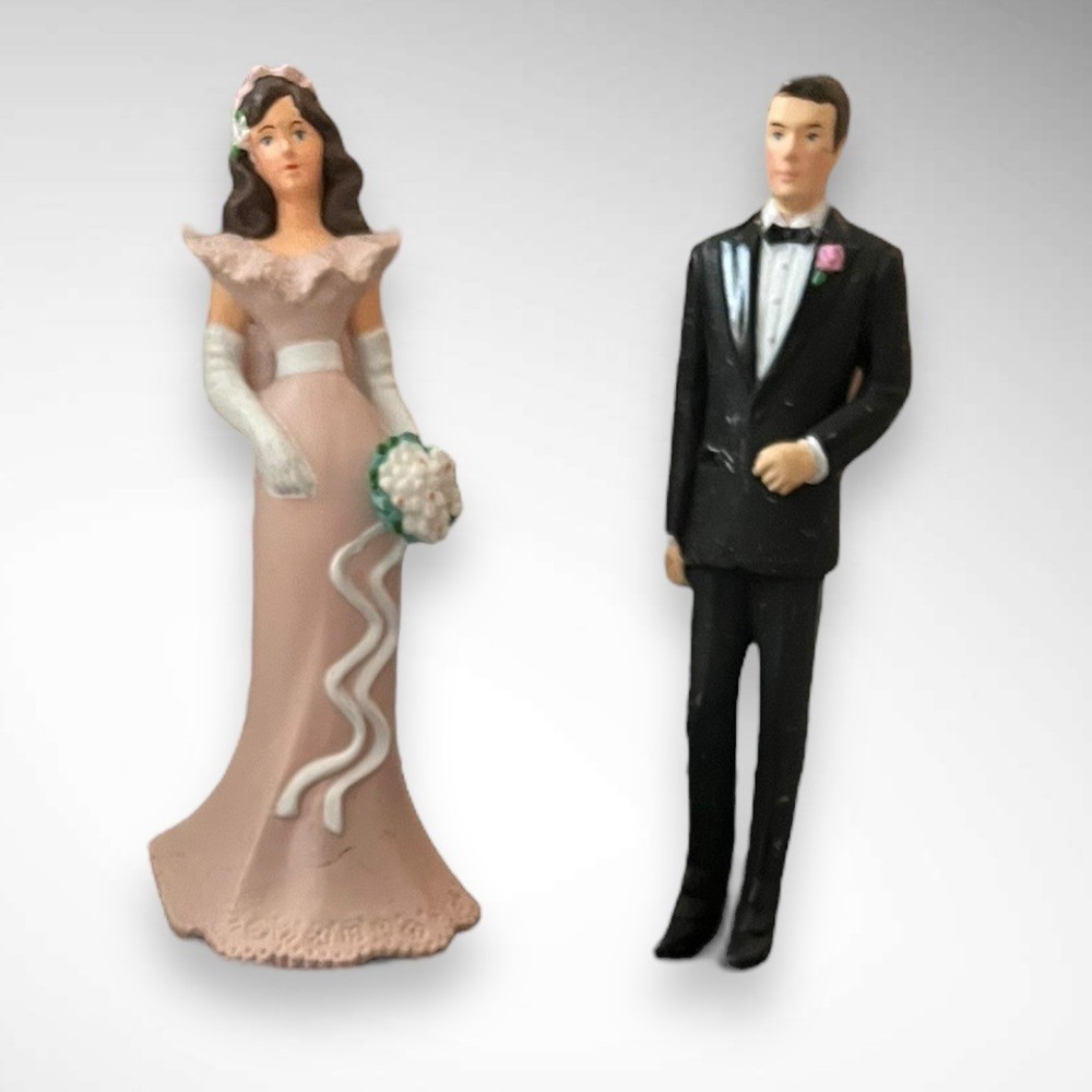 WILTON Vintage 1991 Bride and Groom Cake Toppers 4.5″ | EUC