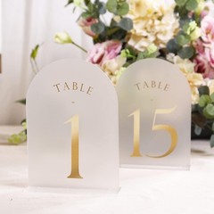 Frosted Arch Wedding Table Numbers Stands 130 Gold Foil 5×7 Acrylic 30 PCS