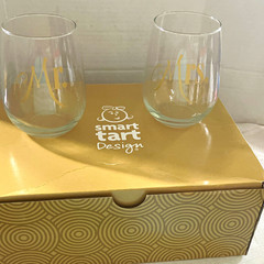 Smart Tart Design Mr. & Mrs. Stemless Wine Glass Set of 2 Clear Gold