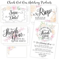 Wedding Invitations with Envelopes – Set of 25 – Blank Wedding Stationery – B…
