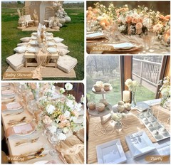 3 Pack Champagne Table Runner Summer Boho Cheesecloth Table Runner 10ft x 3pcs