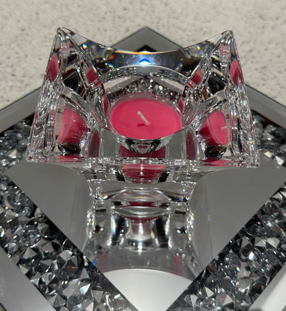 MIKASA GENUINE CRYSTAL VOTIVE Candle Holder with YANKEE CANDLE Tea Light Candles